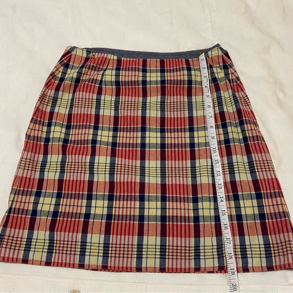 Liz Claiborne cotton reversible wrap mini skirt. Plaid/Blue. - Picture 7 of 7